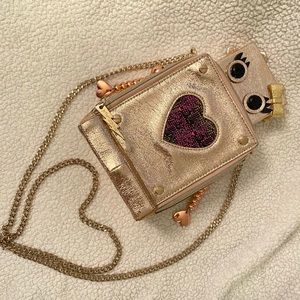 Betsey Johnson rose gold robot bag